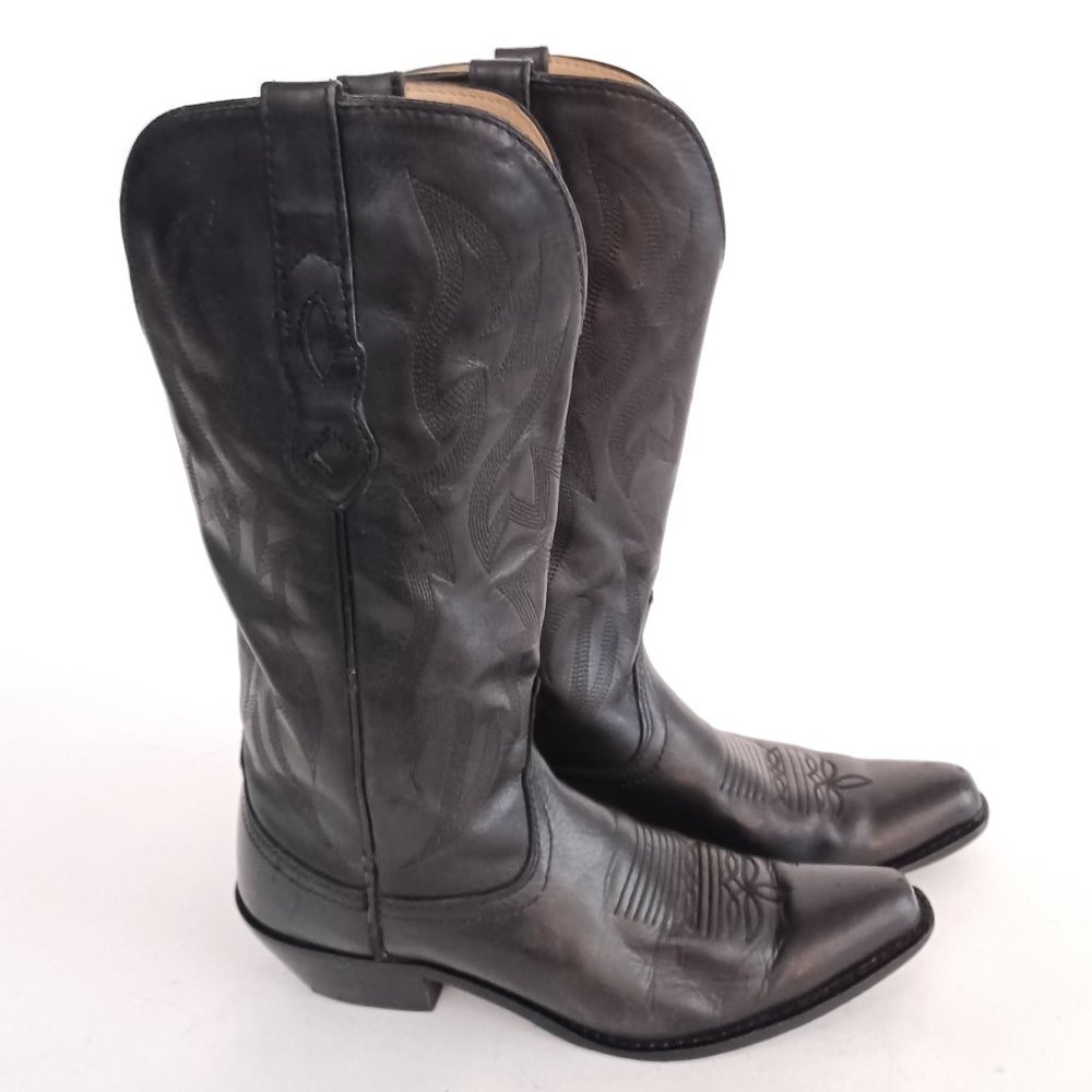 🖤 Vintage Black Leather Women's Western Boots Size 7 B 🖤